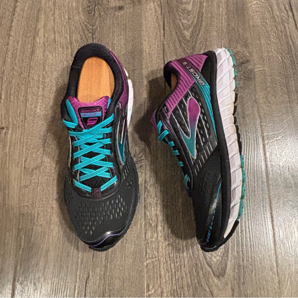 Brooks Shoes - Brooks Ghost 9 Women's Size 9.5 Wide Black Purple Teal Running Shoes